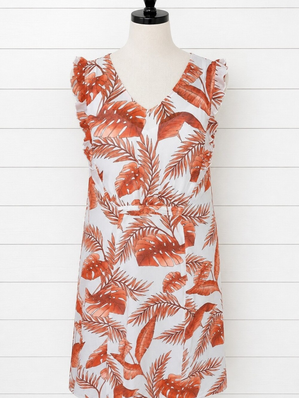 Cabi Isabel Palm Leaf Mini Sundress  Light Blue Red  Small